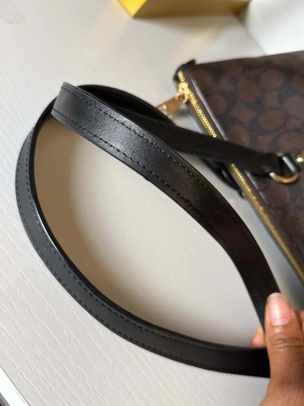 Coach Signature Gallery Tote Brown Black Canvas Leather Shoulder Bag